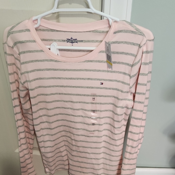 Tommy Hilfiger Light Pink and Gray Striped Top - Picture 1 of 3